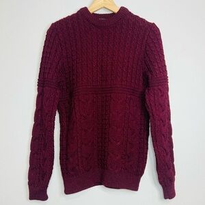 Fisherman Knit Merino Wool Double Knit Sweater Small